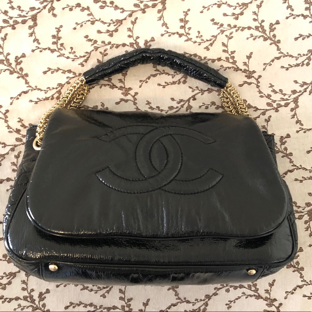 Chanel black patent leather rock chain accordion - Picture 4 of 16